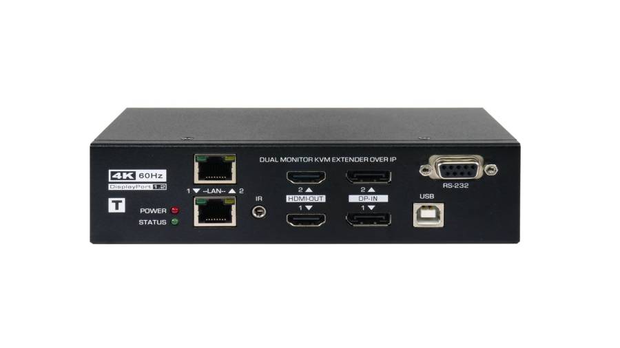 Dual-Monitor 4K@60Hz DisplayPort 1.2 KVM-Extender bis 100m mit USB 2.0 und lokalem HDMI out, UNICLASS PG-241